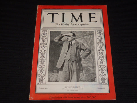 1935 JUNE 17 TIME MAGAZINE - STANLEY BALDWIN- T 474