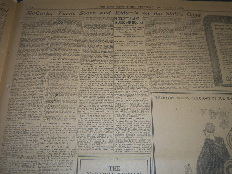 1926 DECEMBER 2 NEW YORK TIMES - COURT DENIES PLEA FOR HALL MISTRIAL - NT 6550