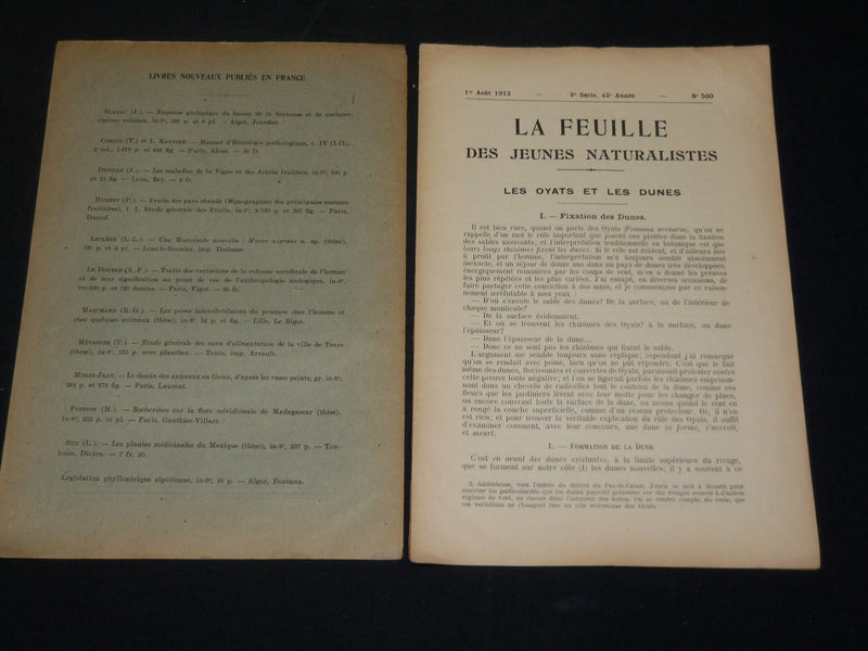 1912-1925 LA FEUILLE DES NATURALISTES FRENCH MAGAZINE LOT OF 22 ISSUES - WR 106C