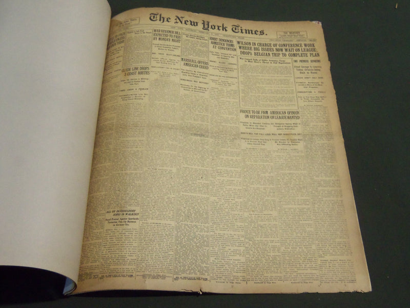 1919 FEBRUARY 8 NEW YORK TIMES - WILSON IN CHARGE OF CONFERENCE WORK - NT 7054