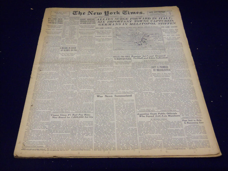 1943 OCTOBER 17 NEW YORK TIMES - ALLIES SURGE FORWARD IN ITALY - NT 1760