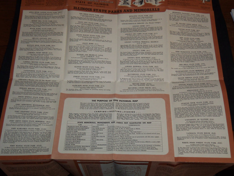 1953 SCENIC AND HISTORIC ILLINOIS FOLD-OUT MAP - J 8769