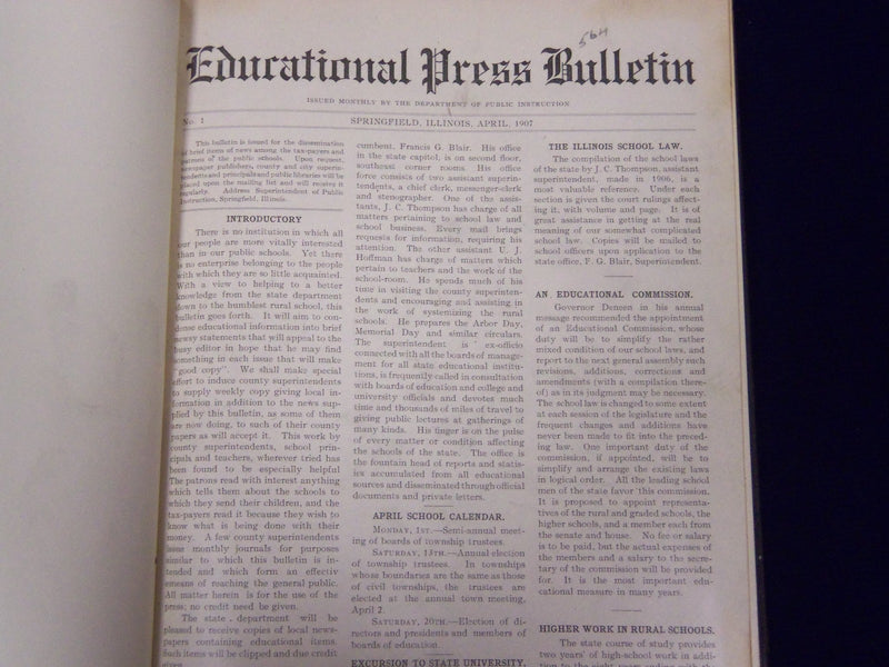 1907-1923 EDUCATIONAL PRESS BULLETIN BOUND VOLUME LOT OF 4 - ILLINOIS - KD 3486A