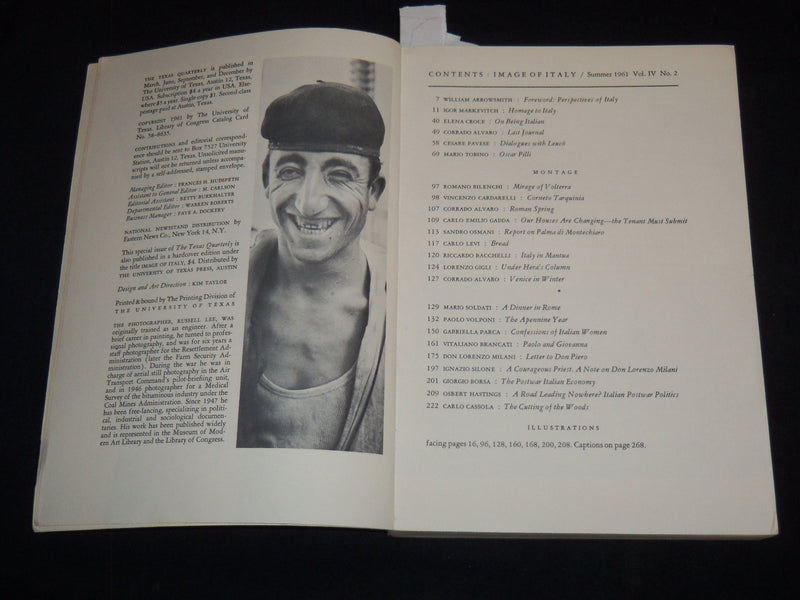 1961 SUMMER THE TEXAS QUARTERLY MAGAZINE - IMAGE OF ITALY - KD 2057H