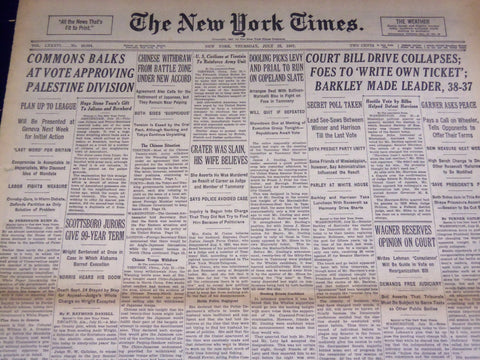 1937 JULY 22 NEW YORK TIMES - CRATER WAS SLAIN, WIFE BELIEVES - NT 2780