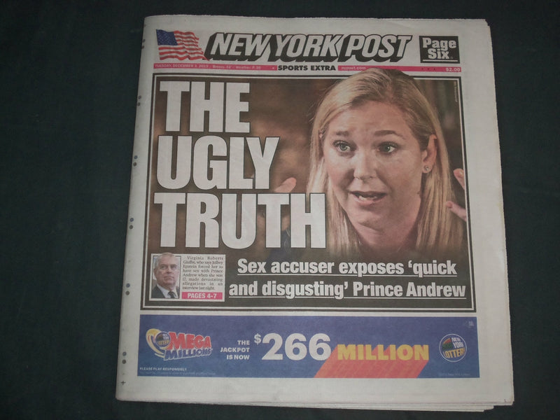 2019 DECEMBER 3 NEW YORK POST NEWSPAPER - SEX ACCUSER EXPOSES PRINCE ANDREW