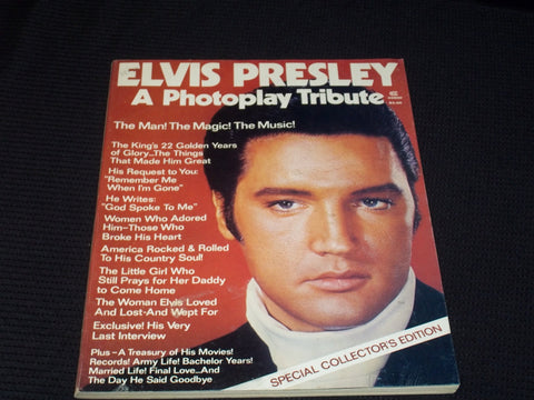 1977 ELVIS PRESLEY PHOTOPLAY TRIBUTE MAGAZINE - ELVIS FRONT COVER - E 3859