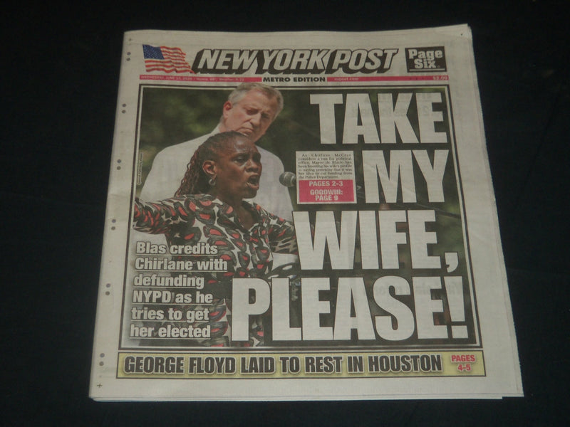 2020 JUNE 10 NEW YORK POST NEWSPAPER - TAKE MY WIFE, PLEASE - DEFUNDING NYPD