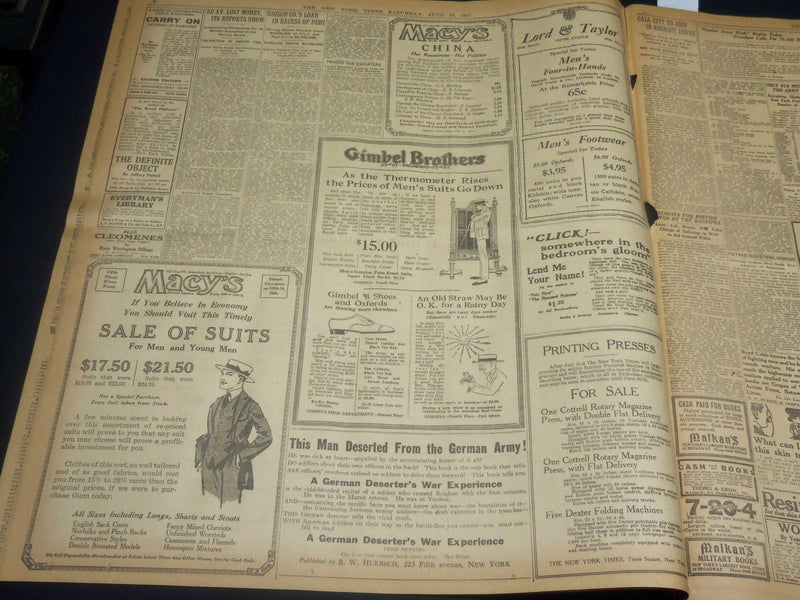 1917 JUNE 23 NEW YORK TIMES NEWSPAPER - MARCONI TELLS NEW WAR HISTORY - NT 7806