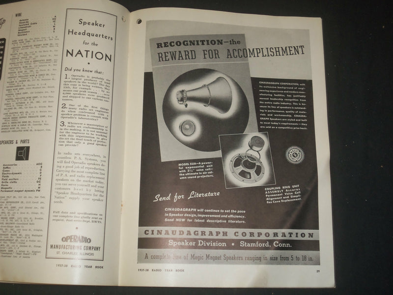 1937-1938 RADIO YEAR BOOK - TRADE DIRECTORY - SOFTCOVER - ST 997F