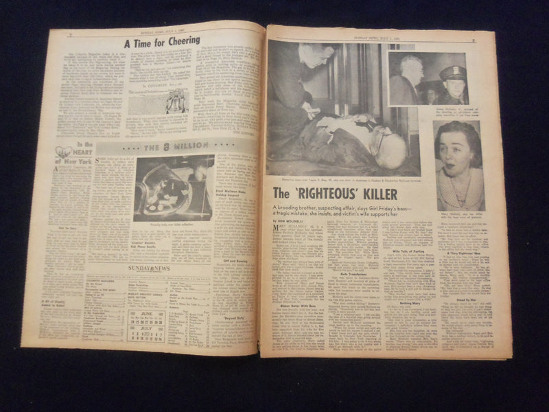 1962 JULY 1 NEW YORK SUNDAY NEWS NEWSPAPER -PAUL BOGARDUS ESCAPES DEATH- NP 6779