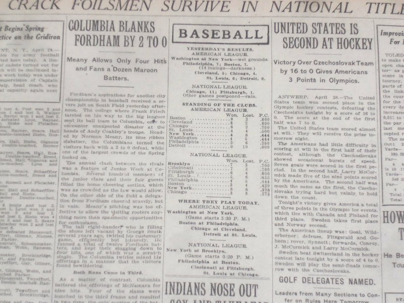 1920 APRIL 29 NEW YORK TIMES - WOOD'S LEAD IN NEW JERSEY IS 612 - NT 8290
