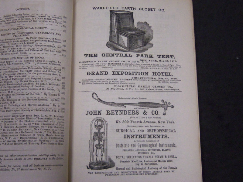 1876 THE AMERICAN JOURNAL OF OBSTETRICS MAGAZINE LOT OF 3 - NICE ADS - O 1092