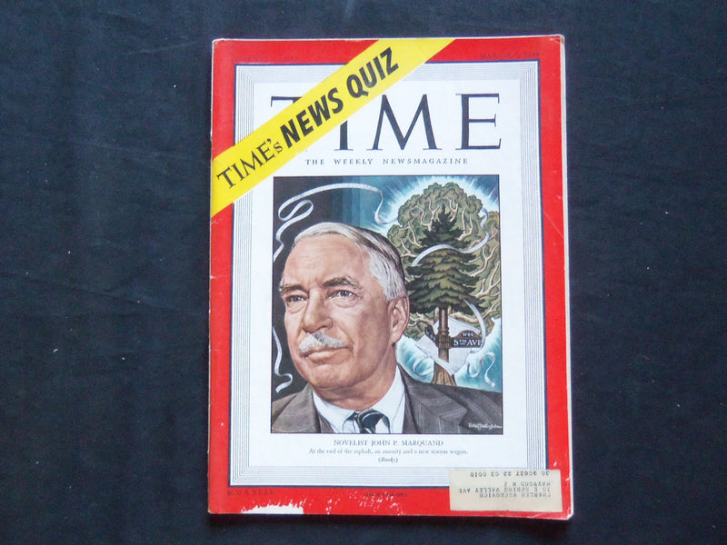 1949 MARCH 7 TIME MAGAZINE - NOVELIST JOHN P. MARQUAND - T 1164
