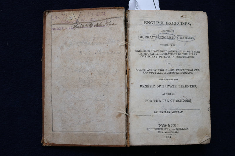 1834 ENGLISH EXERCISES HARDCOVER BOOK BY LINDLEY MURRAY - KD 9439