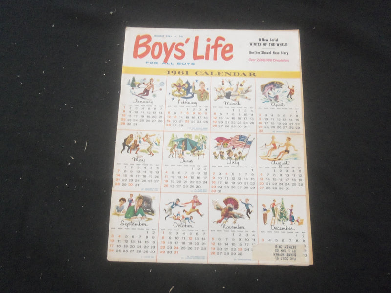 1961 JANUARY BOYS' LIFE MAGAZINE - 1961 CALENDAR COVER - ST 3770K