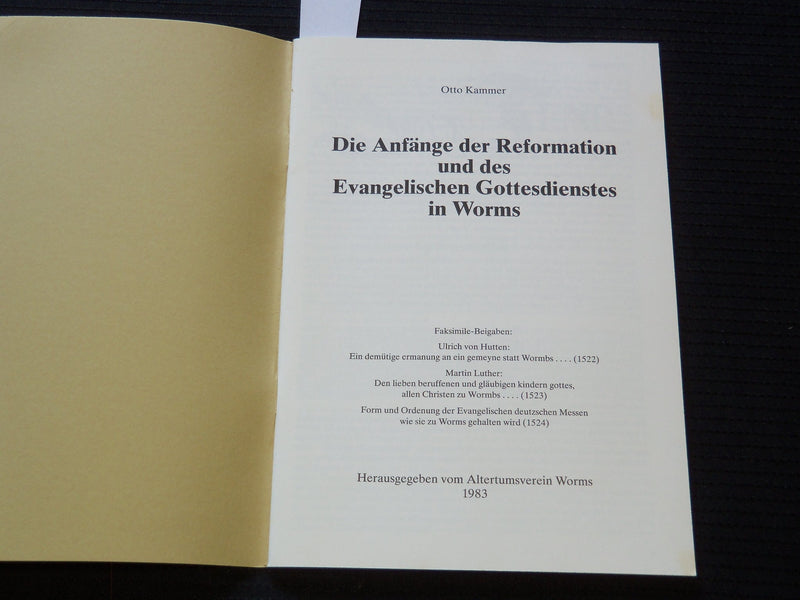 1983 DIE ANFANGE DER REFORMATION EVANGELISCHEN GOTTESDIENSTES BOOK - J 7233