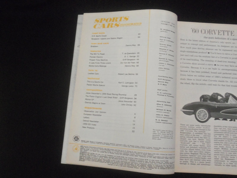 1960 JANUARY SPORTS CARS ILLUSTRATED MAGAZINE - 1959 ROAD RACING ROUNDUP- J 7826
