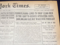 1920 JULY 20 NEW YORK TIMES - PENNSYLVANIA LINES TO DROP 12,000 MEN - NT 9343