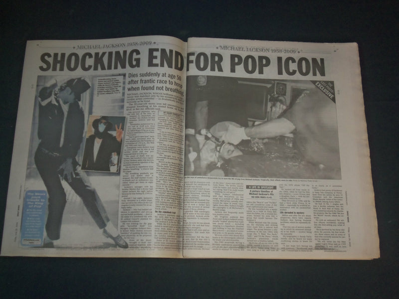 2009 JUNE 26 NEW YORK DAILY NEWS NEWSPAPER-MICHAEL JACKSON DEAD-1958-2009-NP1742