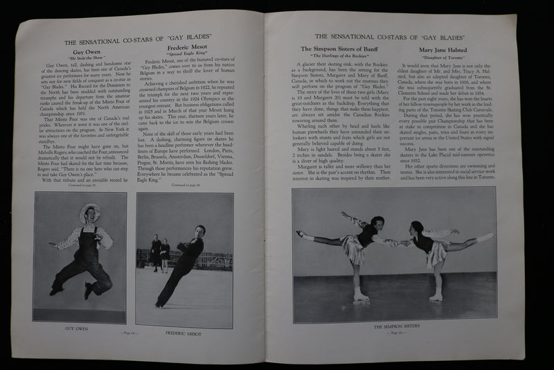 1937 GAY BLADES - ICE CARNIVAL OFFICIAL PROGRAM - K 2259