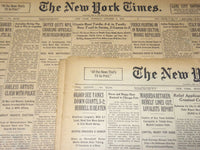1943 WORLD SERIES YANKEES DEFEAT CARDINALS NEW YORK TIMES LOT OF 6 - NT XXXX