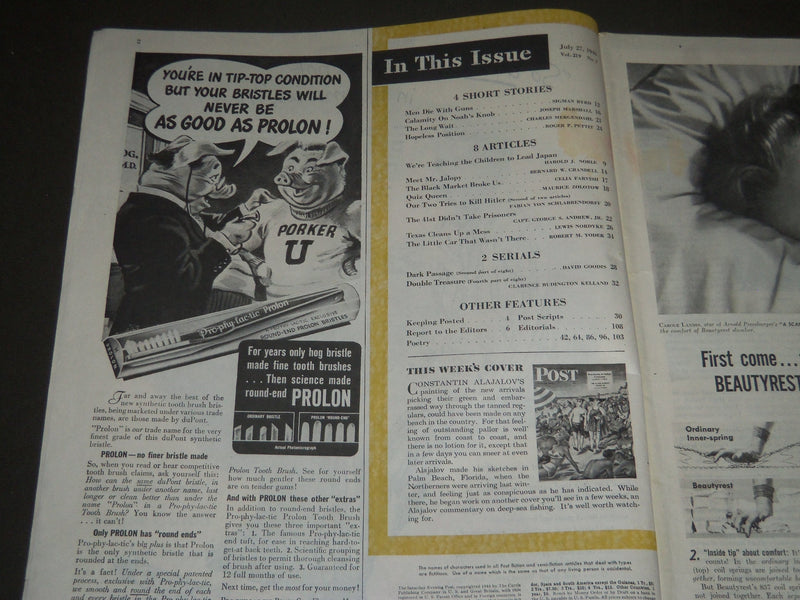 1946 JULY 27 THE SATURDAY EVENING POST MAGAZINE - ILLUSTRATED COVER - SP 160