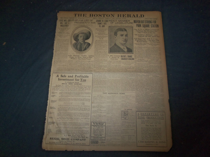 1907 MARCH 8 THE BOSTON HERALD - FEAR FOR LIFE OF PRESIDENT'S SON - BH 8