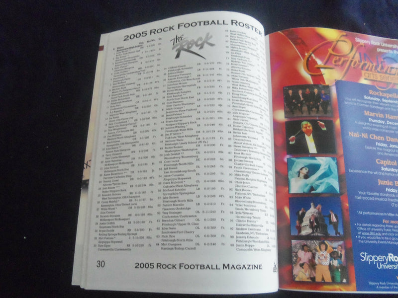 2005 OCT 29 FOOTBALL PROGRAM - SLIPPERY ROCK UNIV VS SHIPPENSBURG UNIV- SP 1217H