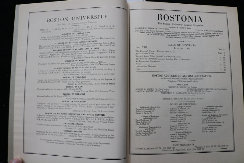 1935 JANUARY BOSTONIA MAGAZINE - BOSTON UNIVERSITY ALUMNI - K 2244