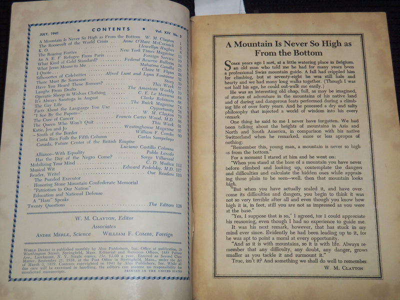 1941 JULY WORLD DIGEST MAGAZINE - MAHATMA GANDHI - ROOSEVELT - K 1077