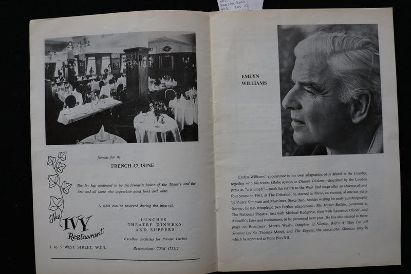 1965 A MONTH IN THE COUNTRY PROGRAM-CAMBRIDGE THEATRE- MICHAEL REDGRAVE- K 2386