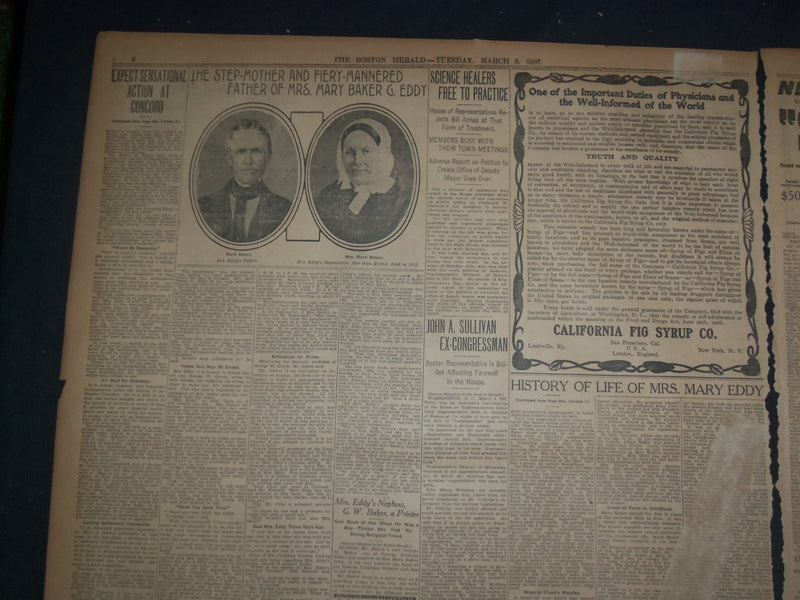 1907 MARCH 5 THE BOSTON HERALD - MRS. EDDY BOLDLY FACES THE COURT - BH 5