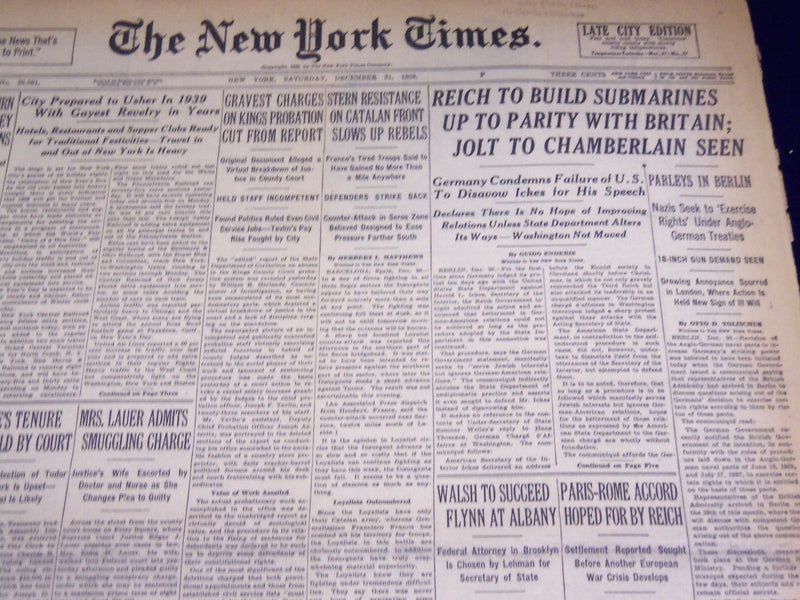 1938 DECEMBER 31 NEW YORK TIMES - REICH TO BUILD SUBMARINES - NT 2482