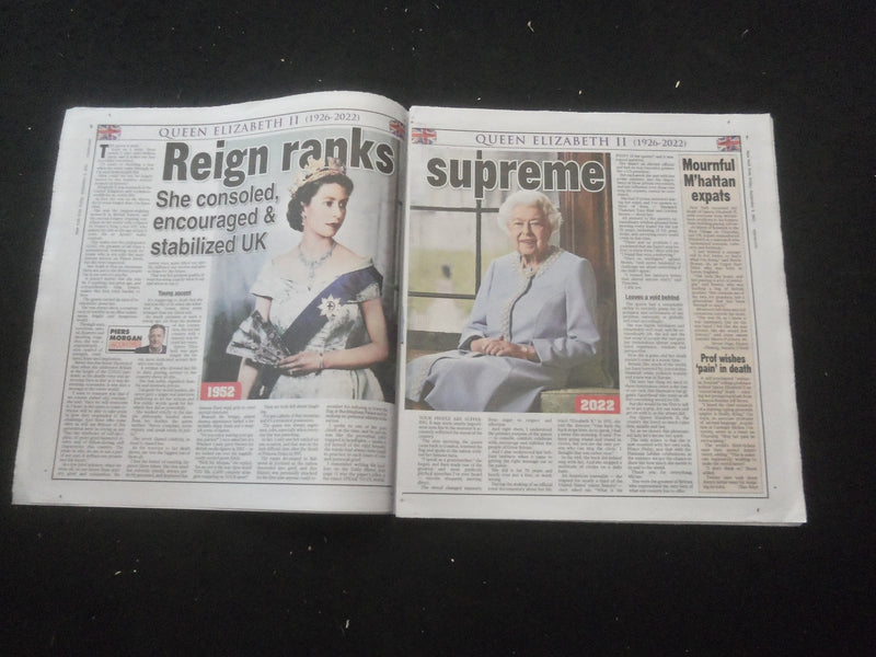 2022 SEPTEMBER 9 NEW YORK POST NEWSPAPER - QUEEN ELIZABETH DIED (1926-2022)