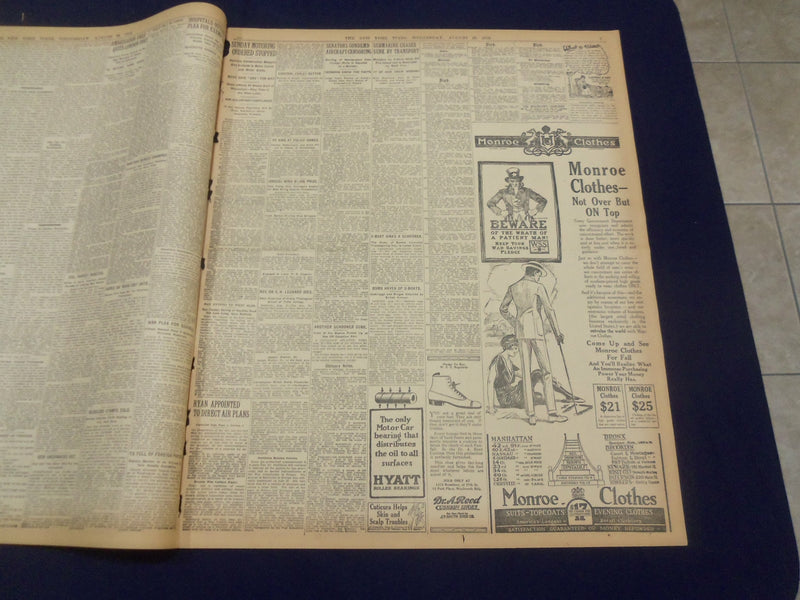 1918 AUGUST 28 NEW YORK TIMES - GERMANS FORCED BACK, FRENCH TAKE ROYE - NT 9198