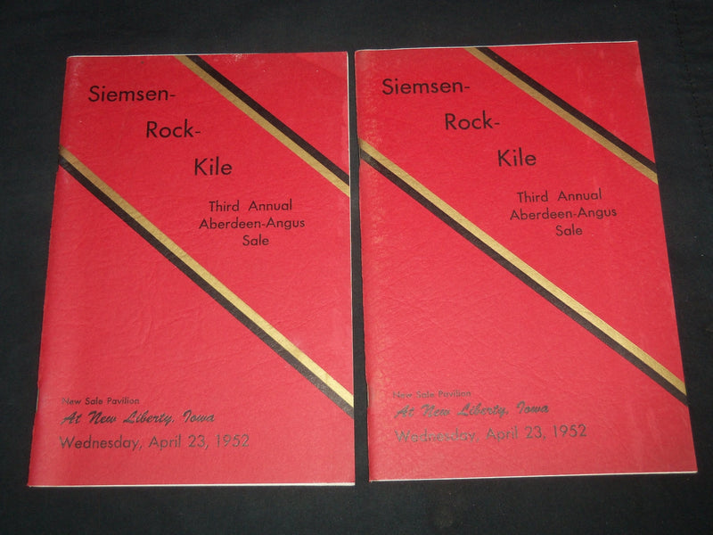 1952 SIEMSEN, ROCK, KILE ABERDEEN ANGUS SALE CATALOG LOT OF 2 - IOWA - J 9105