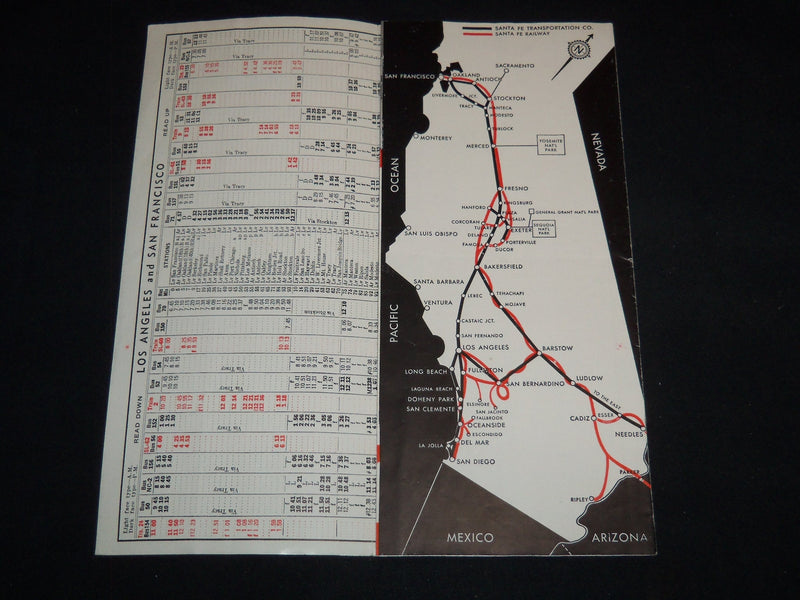 1939 APRIL COORDINATED RAIL BUS TIME TABLE FOR CALIFORNIA - J 9074