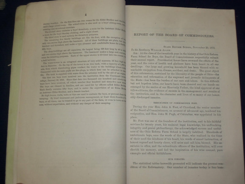 1875 OHIO REFORM SCHOOLS TWENTIETH ANNUAL REPORT - J 4595