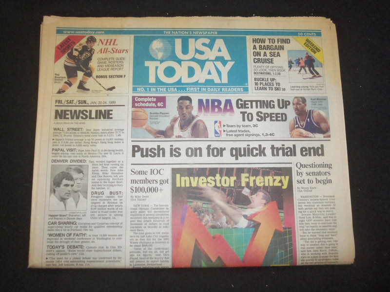 1999 JANUARY 22-24 USA TODAY NEWSPAPER - PUSH IS ON FOR QUICK TRIAL END- NP 7990