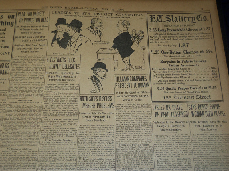 1908 MAY 16 THE BOSTON HERALD - JOHN B. MORAN RESTING IN THE SOUTH - BH 69
