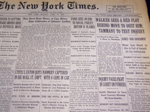 1931 APR 27 NEW YORK TIMES - WALKER SEES PLOT BEHIND MOVE TO OUST HIM - NT 2422