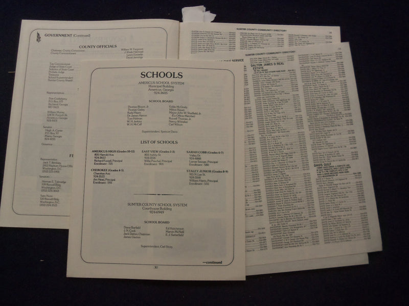 1977 SUMTER COUNTY, GEORGIA DIRECTORY - SOFTCOVER - JIMMIE CARTER - SP 1534T
