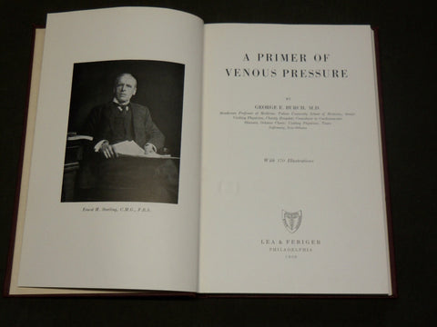 1950 A PRIMER OF VENOUS PRESSURE BOOK BY GEORGE E. BURCH M. D. - KD 6135