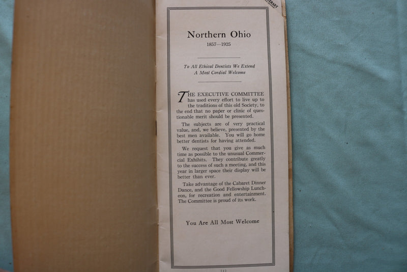 1925 NORTHERN OHIO DENTAL ASSOCIATION ANNUAL SESSION - CLEVELAND, OH - K 3309