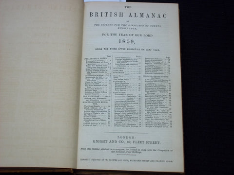 1859 THE BRITISH ALMANAC AND COMPANION VOLUME - LONDON - KD 7592