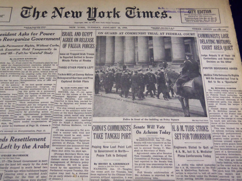 1949 JANUARY 18 NEW YORK TIMES - COMMUNISTS LOSE DELAYING MOTIONS - NT 2658
