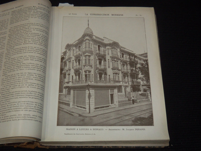 1908-1909 LA CONSTRUCTION MODERNE MAGAZINE BOUND VOLUME NO. 24