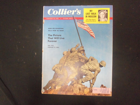 1955 FEBRUARY 18 COLLIER'S MAGAZINE - IWO JIMA FLAG RAISING COVER - ST 4525