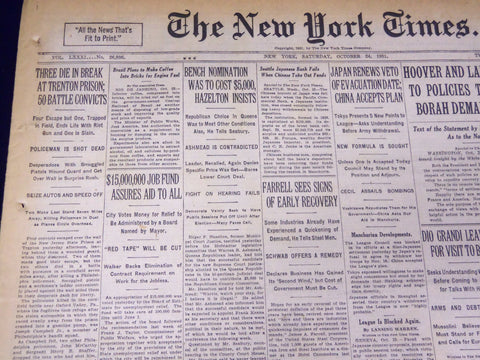 1931 OCTOBER 24 NEW YORK TIMES - TRENTON PRISON BREAK 3 DIE - NT 4148